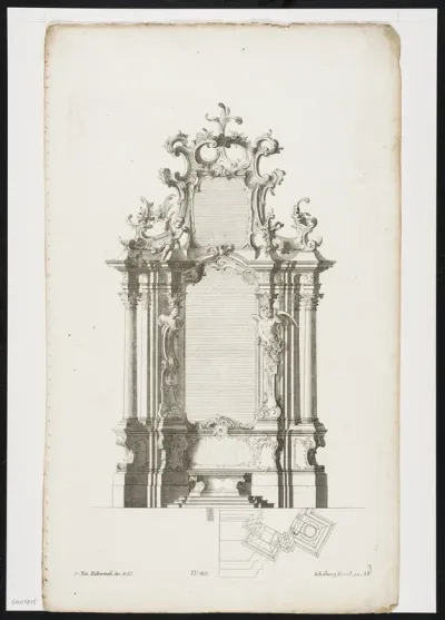 Confessional with angels, putti and rococo elements