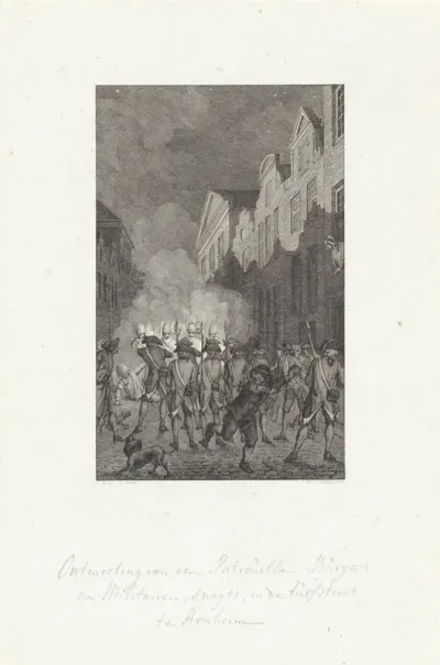 Confrontatie tussen burgerpatrouille en militaire patrouille te Arnhem, 1784