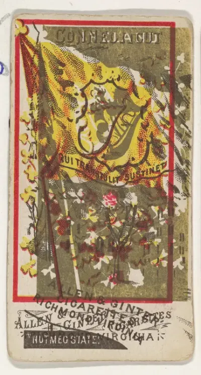 Connecticut and Ireland (double-printed card), from Flags of All Nations, Series 1 (N9) for Allen & Ginter Cigarettes Brands