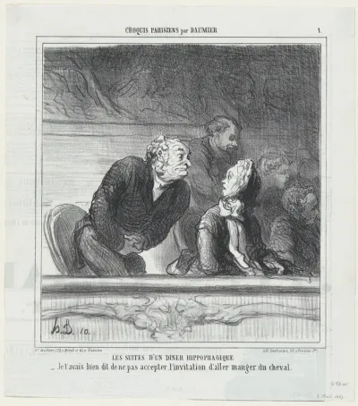 Consequences of a horsemeat dinner, from 'Parisian sketches,' published in Le Charivari, April 8, 1865