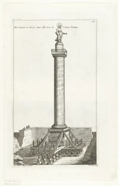Constructie voor de ondersteuning en verplaatsing van de zuil van Trajanus te Rome