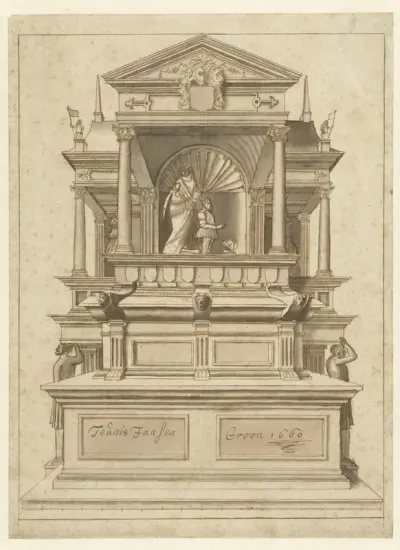 Constructietekening van een grafmonument