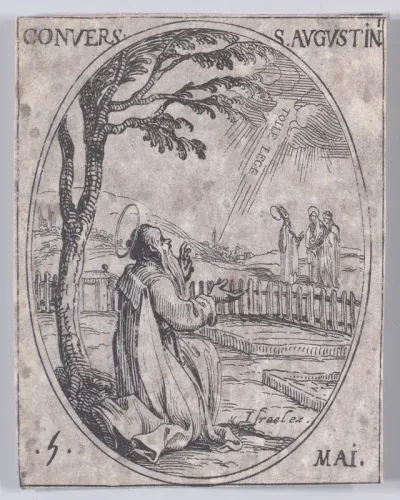 Conversion de S. Augustin (Conversion of St. Augustine), May 5th, from "Les Images De Tous Les Saincts et Saintes de L'Année" (Images of All of the Saints and Religious Events of the Year)