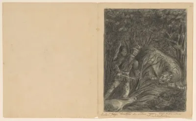 Coolen maakt jacht op een tijger, ca. 1820-1850