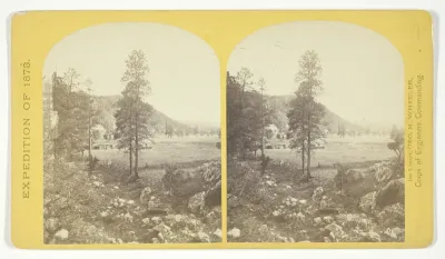 Cooley's Ranch, 10 miles east of Camp Apache, Arizona. A characteristic mountain "Park" and Apache Indian Farm. Here the Apaches grow corn, wheat and a few vegetables, No. 32 from the series "Geographical Explorations and Surveys West of the 100th Me
