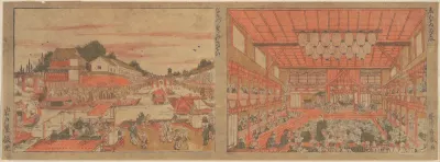 Cooling at Nakazu/ Kabuki Theater — Utagawa Toyoharu Kanvas Tablo