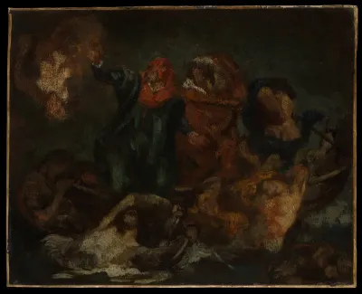 Copy after Delacroix's "Bark of Dante" — Edouard Manet Kanvas Tablo