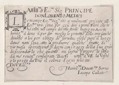 Copy of Dedication to Lorenzo de'Medici, from "Les Caprices" Series A, The Florence Set