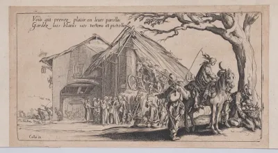 Copy of Roma travellers outside an inn [formerly known as La Halte des Bohémiens: Les Diseuses de Bonne Aventure (The Gypsy Stopover: The Fortune Tellers), from "Le Bohémiens, série appelée aussi Les Égyptiens, La Marche des Bohémiens, La Vie Errante