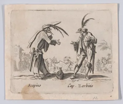 Copy of Scapino and Capitano Zerbino, from "Balli di Sfessania" (Dance of Sfessania)