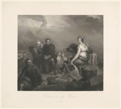 Corinne met een lier bij Capo Miseno