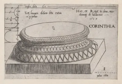 Corinthian base, from "Speculum Romanae Magnificentiae"