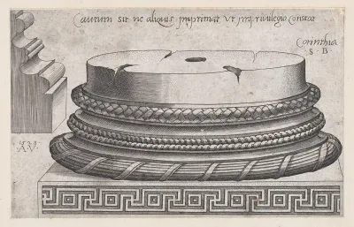 Corinthian base, from "Speculum Romanae Magnificentiae"