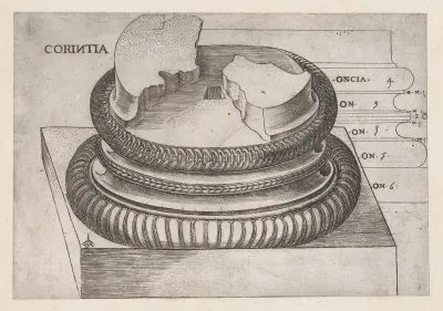 Corinthian base from the Temple of Mars Ultor, Rome, from "Speculum Romanae Magnificentiae"
