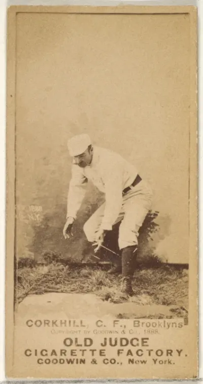 Corkhill, Center Field, Brooklyn Bridegrooms, from the Old Judge series (N172) for Old Judge Cigarettes