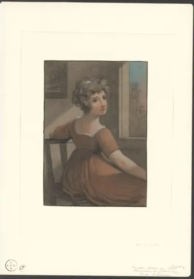 Cornelia Aletta van Hulst zittend op de rug gezien