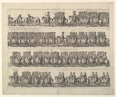 Coronation Procession of Charles II Through London (from John Ogilby's "The Entertainment of...Charles II," London, 1662)