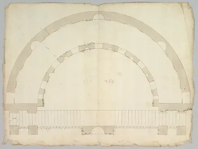 Cortile del Belvedere, Upper Courtyard, stair, plan (recto) blank (verso)