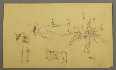 Costume Design of a Jewish Boy Described as a Pharisee, a Fig Tree, and Heads, Palestine