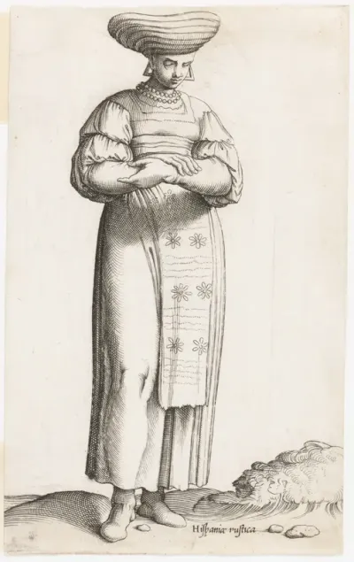 Costume Plate: Hispania Rustica mul. (with label on ground)