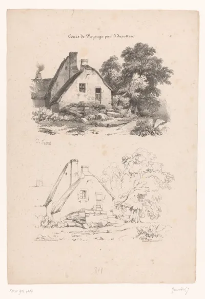 Cottage met bomen in twee tekenstappen