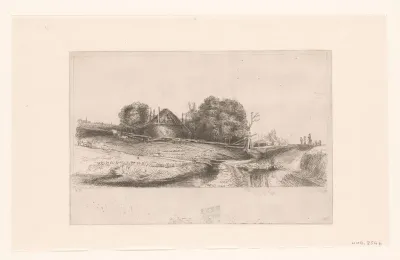 Cottages and a hay barn on the Diemerdijk with a flock of sheep