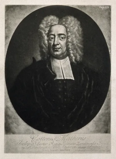 Cotton Mather. Photogravure after P. Pelham, 1727