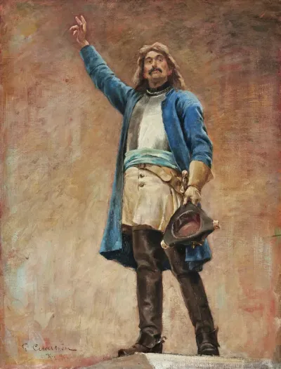 Count and general Magnus Stenbock speaks to the people at the city hall of Malmö 1709