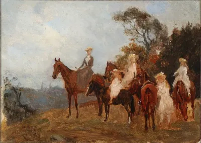 Countess Fritze Krag-Juel-Vind-Frijs of Frijsenborg and her four daughters. Study.