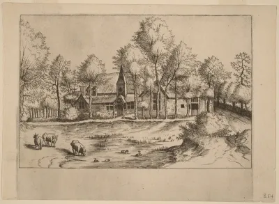 Country Village with Church