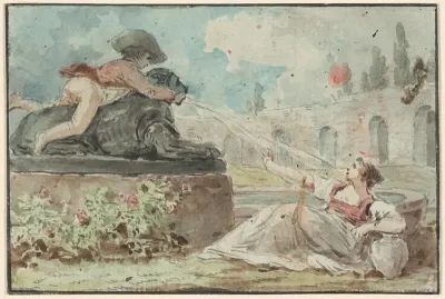 Couple by a Fountain
