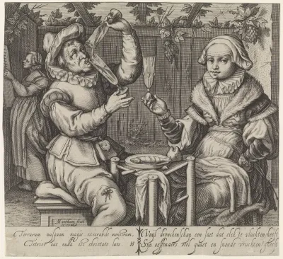 Couple Drinking in a Tavern Garden