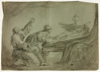 Couple in Antique Dress, Mourning Dead Son