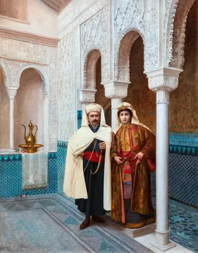 Couple of dignitaries in a palace