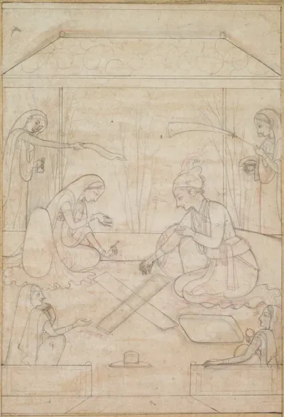 Couple Playing Chaupar on a Terrace