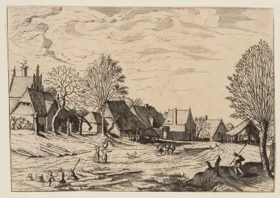 Couple Resting on Trunk in the Foreground, from Master of the Small Landscape Series