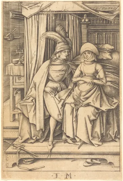 Couple Seated on a Bed