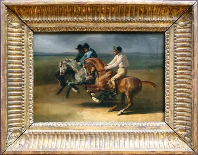 Course de Chevaux montés allant à gauche, au moment du départ