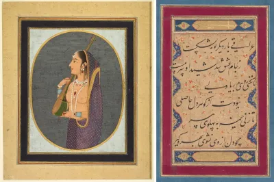 Court lady singing and playing the vina