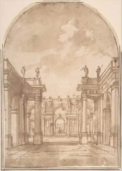 Court Yards (Sketch for Stage Scene?)