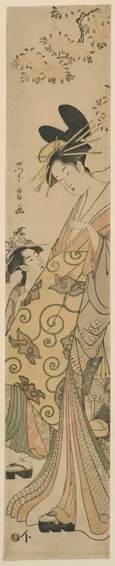 Courtesan and her Attendant under Cherry Tree