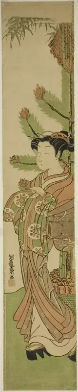 Courtesan in Front of New Year's Decoration of Pine and Bamboo