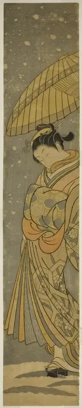 Courtesan on Parade in Falling Snow