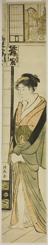 Courtesan Standing Beneath a Shelf for Talismans