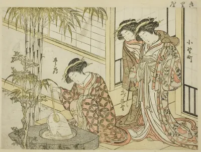 Courtesans of Maruya, from the book "Mirror of Beautiful Women of the Pleasure Quarters (Seiro bijin awase sugata kagami)," vol. 2