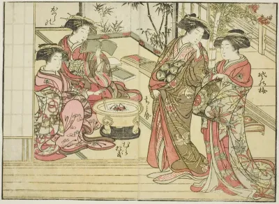 Courtesans of Otawaraya, from the book "Mirror of Beautiful Women of the Pleasure Quarters (Seiro bijin awase sugata kagami)," vol. 2