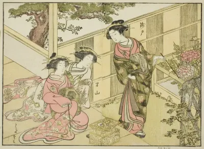 Courtesans of the Chojiya, from the book "A Comparison of Beauties of the Green Houses: A Mirror of Their Forms (Seiro bijin awase sugata kagami)," vol. 1