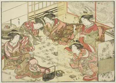 Courtesans of the Echizenya, from the book "Mirror of Beautiful Women of the Pleasure Quarters (Seiro bijin awase sugata kagami)," vol. 2