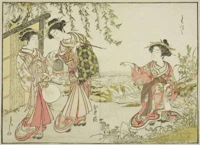 Courtesans of the Kadotsutaya, from the book "Mirror of Beautiful Women of the Pleasure Quarters (Seiro bijin awase sugata kagami)," vol. 1