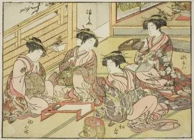 Courtesans of the Matsubaya, from the book "Mirror of Beautiful Women of the Pleasure Quarters (Seiro bijin awase sugata kagami)," vol. 1